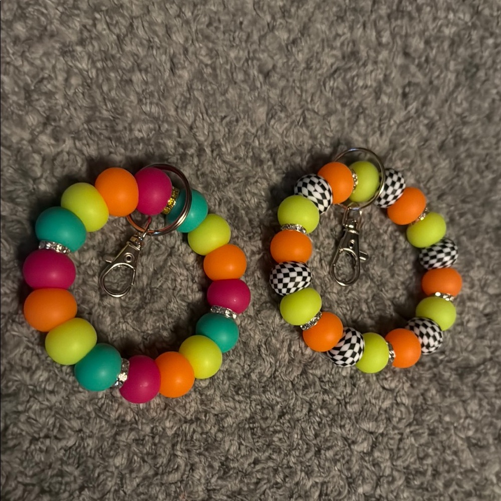 Colorful Beaded Kids Keychain Set